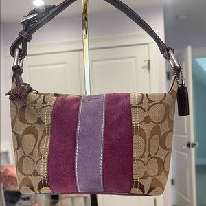 Coach Y2K Signature/Purple Suede Top Handle Pouch